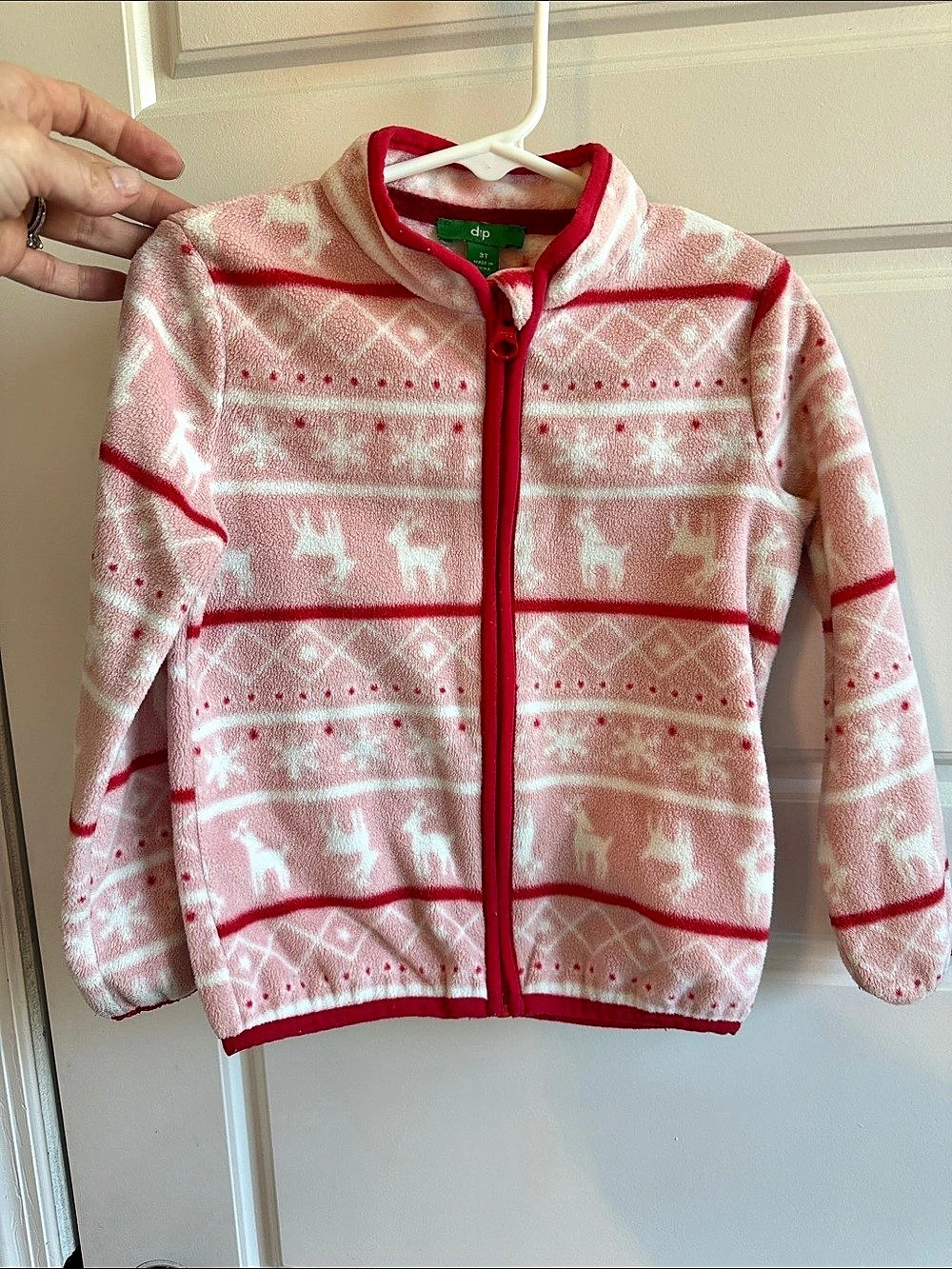 dip Girls Size 3T Pink & White Fleece Jacket Like New
